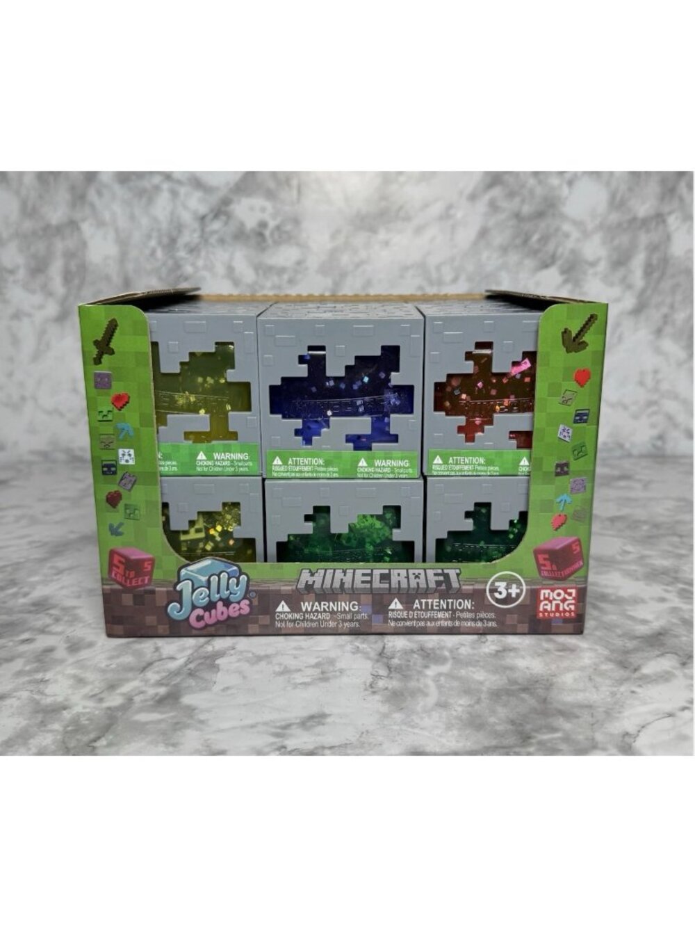 Minecraft Jelly Glitter Cubes Viral Squishy Toy Case LOT of 12 - Like Needoh